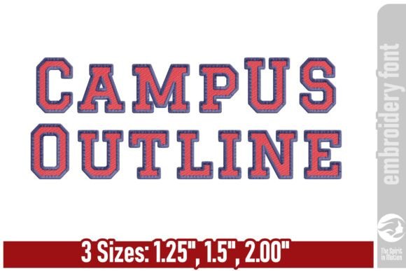 Campus Outline Athletic Embroidery Font