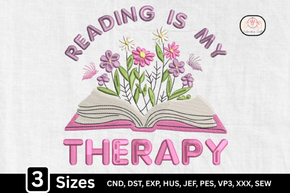 Floral Open Book Reading Is My Therapy
